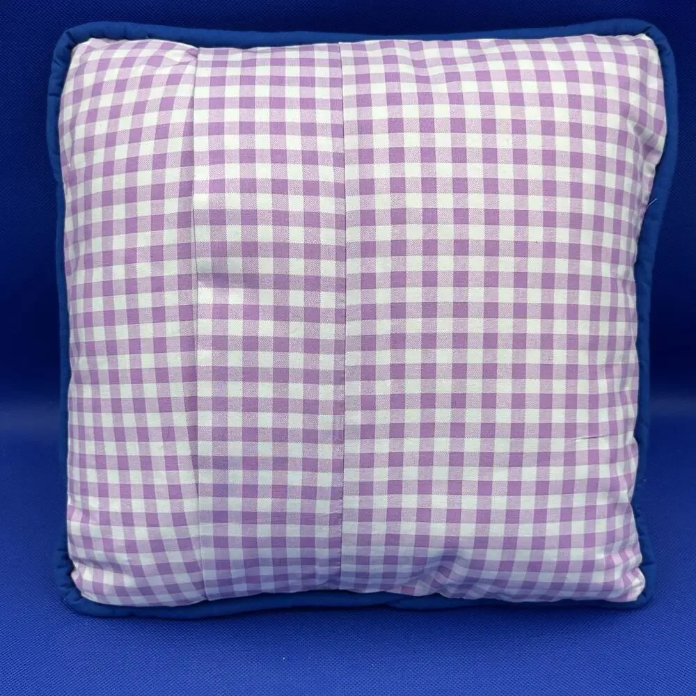 Handmade‎ Throw Pillow 12” Cottage Granny Core Gingham Purple Best Friends